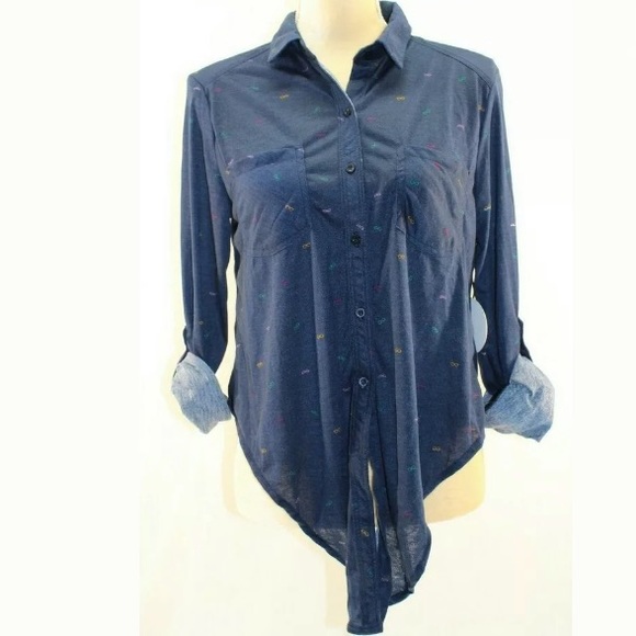 Milk&Honey Women Navy Glasses Tie-Accent Button - Picture 2 of 4